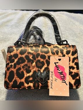 LUV BETSEY BY BETSEY JOHNSON LEOPARD PRINT CROSSBODY/TOTE, BRAND NEW WITH TAGS